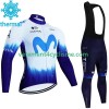 Homme Tenue Cycliste Manches Longues et Collant à Bretelles Hiver Thermal Fleece Movistar Iceberg 2023
